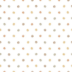 Seamless boho watercolor pattern. Warm polka dot nursery background. Cute neutral wallpaper. © Karina Martirosova