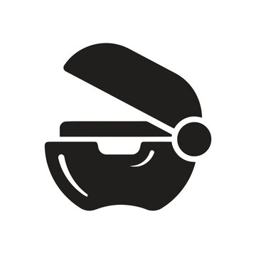 Stylized Black Icon of Open Stapler on White Background