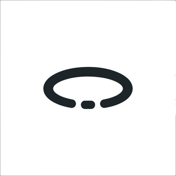 Abstract Oval Ring with Small Gap and Dot on White Background