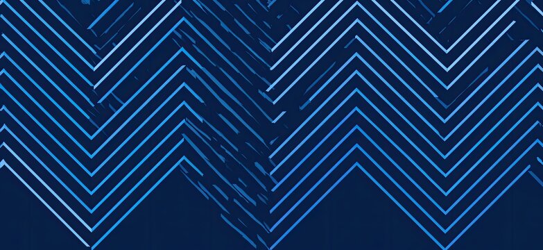 Abstract pattern of parallel blue chevron lines on dark blue background