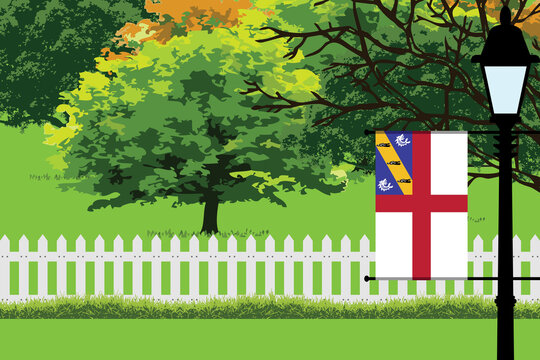 Herm Home Town Trees Landscape Vector Illustration