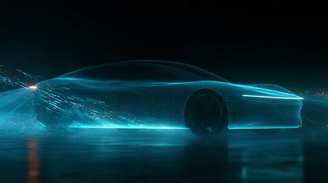 Cinematic X-ray car body with micro-processor data flow networking (AI Generated)