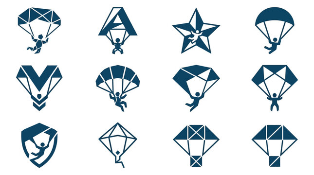 Parachute icons in shapes.