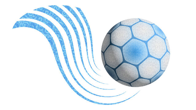 Argentinian soccer ball illustration. blue and white football symbol isolated. artistic polygon hexagon winding ribbons effect football design for light and dark color background PNG.