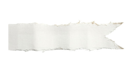 Fototapeta premium Torn paper strip, ripped edge, white background, texture element, design fragment