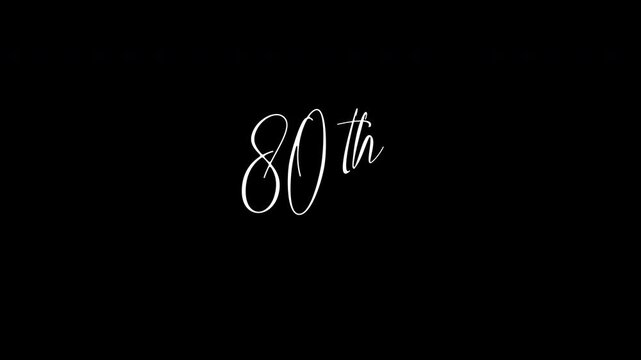 Polished Silver Metallic Calligraphy Script Text 80th Anniversary Design Asset