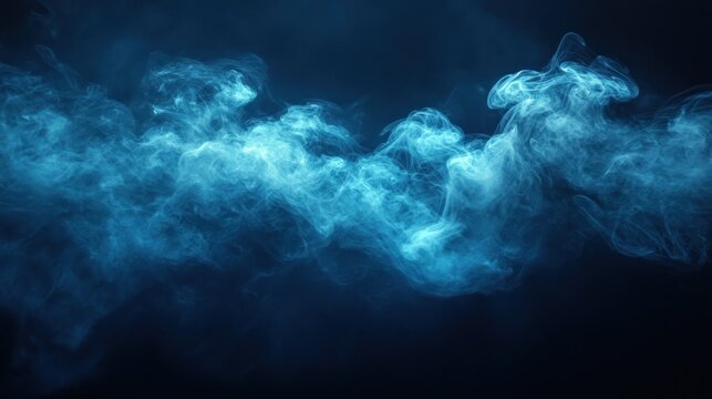 Blue smoke texture flowing on dark background