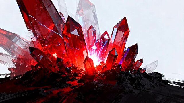 Red crystal formations glowing