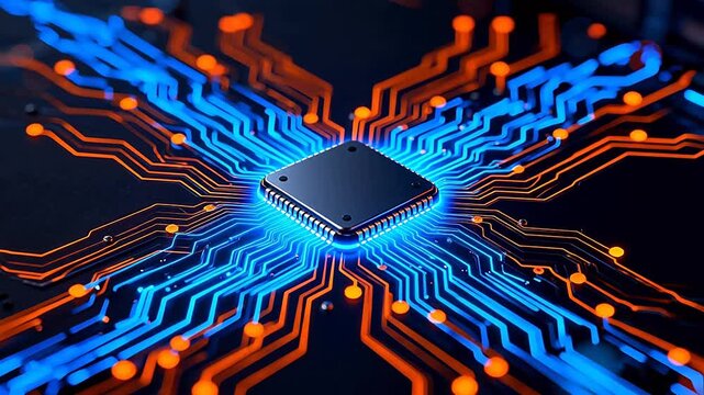Microchip with glowing circuitry