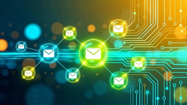 Digital network with email icons