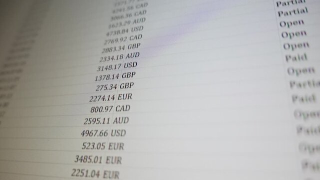 Scrolling through an online trading account balance sheet