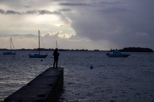 sunset in the harbor