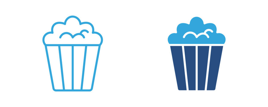 Popcorn icon, cinema snack, movie theater food symbol, entertainment, vector illustration