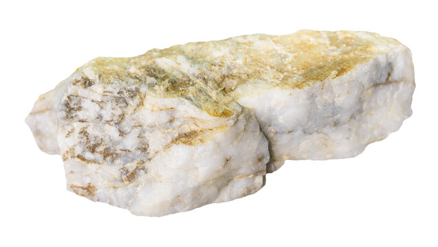 specimen of mineral from geological collection - raw belomorite rock isolated on white background from Karelia