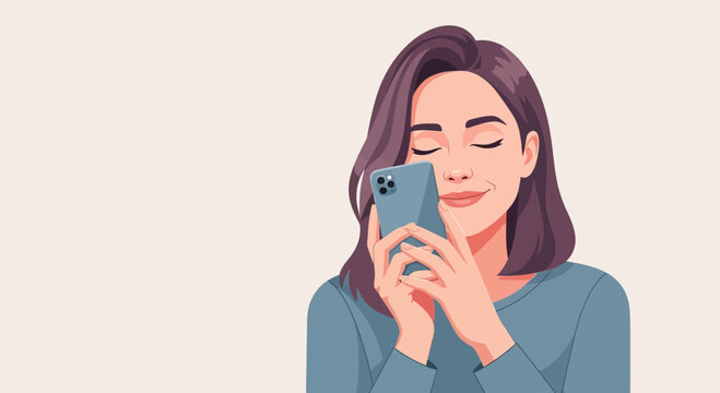 Young woman in blue sweater biting her fingernail thoughtfully.