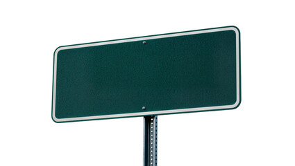 Blank dark green rectangular road sign with white border, isolated on transparent background © Maria