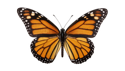 Obraz premium Monarch butterfly with orange and black wings, isolated on transparent background