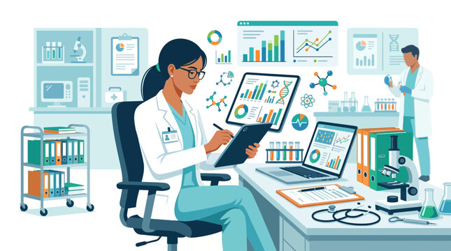 doctor woman working on laptop