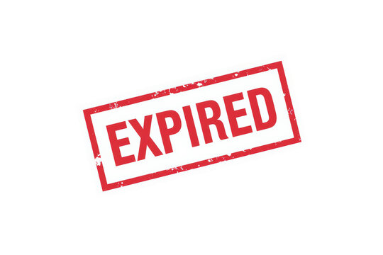 Expired rubber stamp icon indicating an out of date validity period, deadline passed, or discontinued status