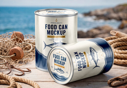Fishing Food Can Mockup