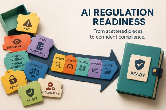 AI regulation readiness concept with compliance workflow cards
