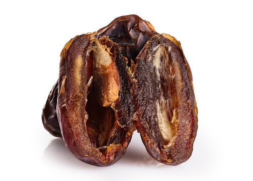 Dried date fruit isolated on white background.