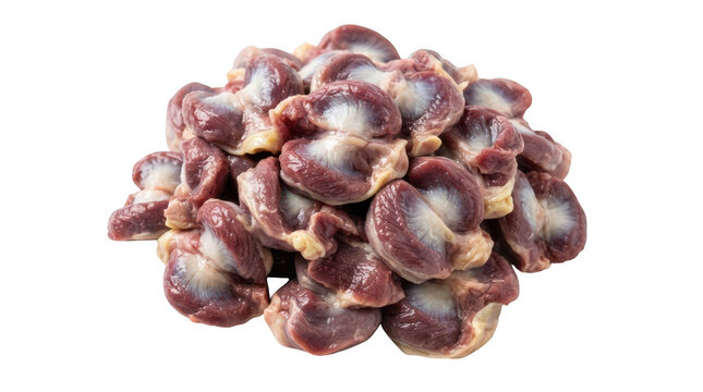 Raw chicken gizzards isolated on transparent background