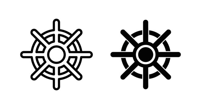 Ship steering wheel nautical symbol outline and silhouette icon set with steering nautical maritime navigation silhouette illustration transport shipwheel equipment