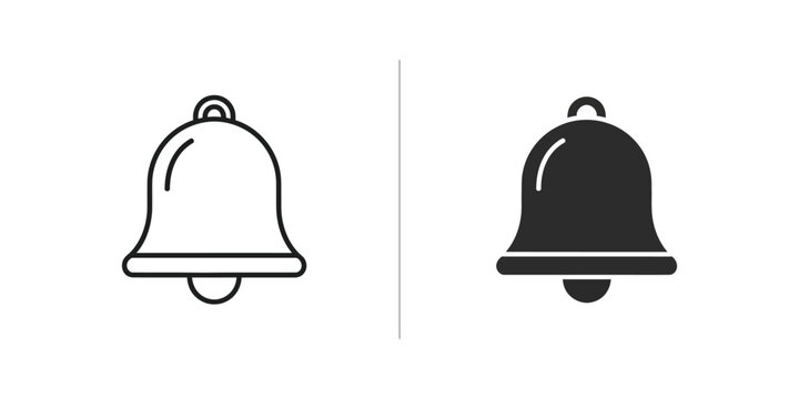 Notification bell set featuring alert symbols for user interface and social media application update alerts