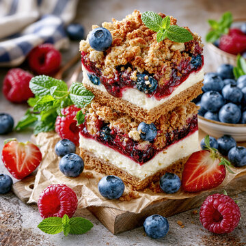  Berry Cheesecake Crumble Bars AI Generative