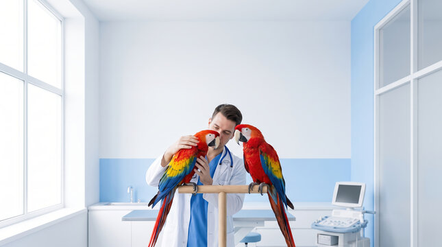 Parrots Perch Holding two room woman
