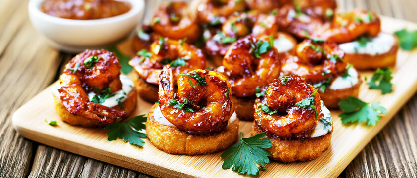 Shrimp Canap&eacute;s with Cream Cheese and Lemon &ndash; AI Generative