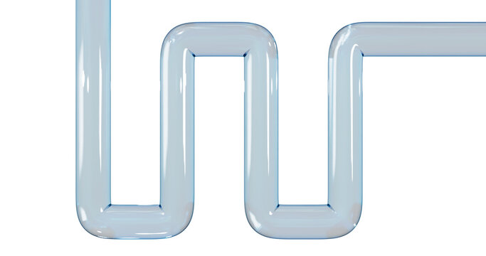 Pipe tunnel glass walls up and down travel in a transparent background