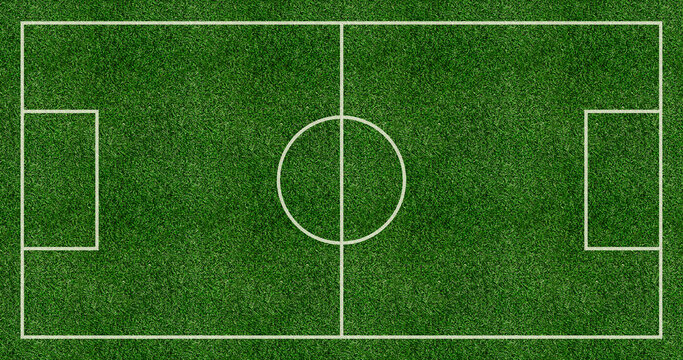 Football field top aerial view green grass background