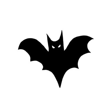 halloween bat vector. Aesthetic scary vampire bat icon for spooky season. Simple black shape isolated for sticker and Halloween party design.