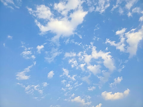 Scattered clouds in a blue sky