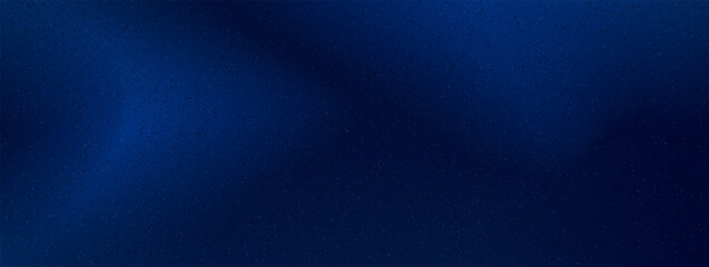 Fototapeta premium Deep navy grain gradient with smooth flowing wave depth for card. Calm deep blue folds and soft grainy drift into a dark night. Vector gradation backdrop with starry fairytale winter Christmas mood.