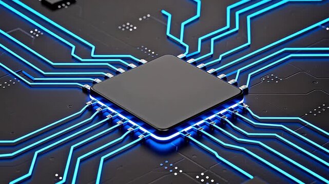 Microchip with glowing circuitry