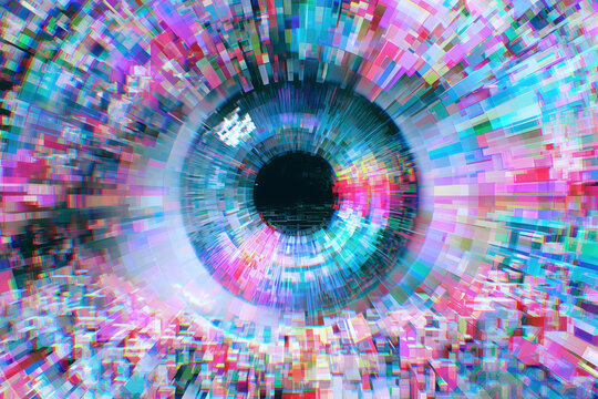 Abstract digital eye representing AI and big data technology