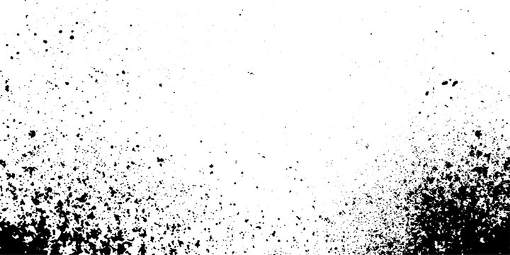 Abstract background of black paint splatters and dots against a white backdrop, creating a gritty, textured, and artistic effect.