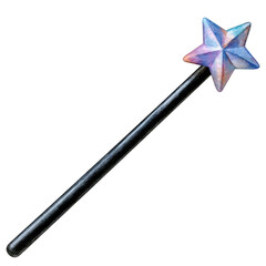 Naklejka premium Whimsical watercolor magic wand with star, isolated on transparent background