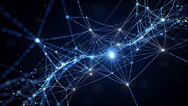 Abstract network of glowing nodes and connections