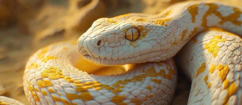 Close-up of a White and Gold Snake