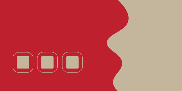 Abstract Red and Beige Wavy Split Background Vector Illustration with Minimalist Rounded Square Icons