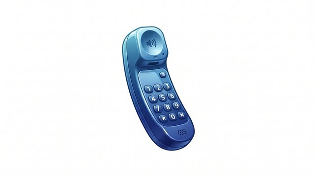 Close-up of Glossy Blue Cordless Phone Handset with Numeric Keypad