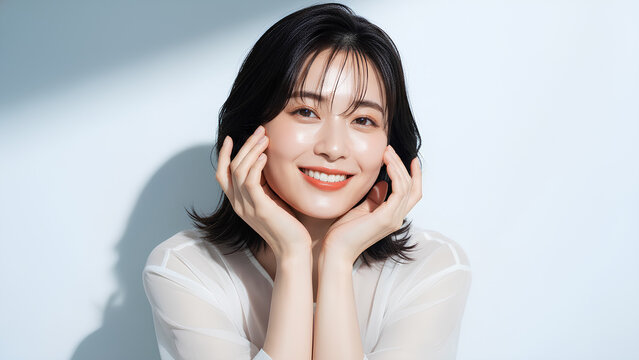 透明感と清潔感のある若い女性のビューティーポートレート