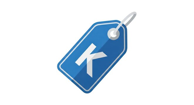 Blue Tag with White Letter K.