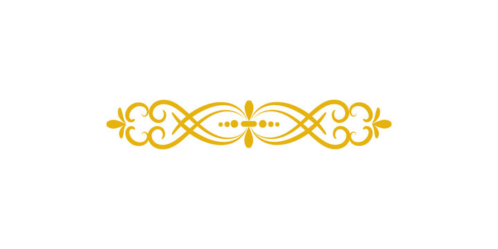 Golden ornate decorative divider element isolated on transparent background