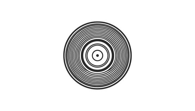 Abstract black concentric circles pattern forming a half circle on white