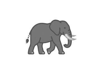 Fototapeta premium Flat vector illustration of a majestic grey walking elephant featuring thick clean lines and a simple minimalist style capturing the gentle nature of this large African mammal on transparent backgroun